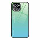 For Honor X8 Gradient Color Glass Phone Case(Green Cyan) - 1