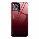 For Honor X8 Gradient Color Glass Phone Case(Red Black) - 1