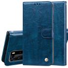 For Huawei P40 Pro Business Style Oil Wax Texture Horizontal Flip Leather Case, with Holder & Card Slots & Wallet(Blue) - 1