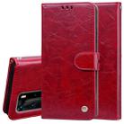 For Huawei P40 Pro Business Style Oil Wax Texture Horizontal Flip Leather Case, with Holder & Card Slots & Wallet(Red) - 1