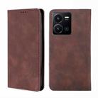 For vivo Y35 4G / Y22 / Y22s Skin Feel Magnetic Leather Phone Case(Dark Brown) - 1