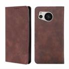 For Sharp Aquos Sense7 Skin Feel Magnetic Leather Phone Case(Dark Brown) - 1