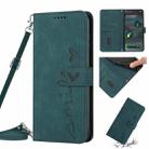 For Google Pixel 7 Skin Feel Heart Pattern Leather Phone Case With Lanyard(Green) - 1