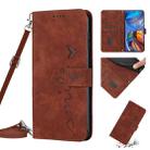 For Motorola Moto E32 4G/E32s Skin Feel Heart Pattern Leather Phone Case With Lanyard(Brown) - 1