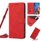 For Motorola Moto G62 5G Skin Feel Heart Pattern Leather Phone Case With Lanyard(Red) - 1
