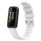 For Fitbit Inspire3 Solid Color Silicone Watch Band, Size:L Size(White) - 1