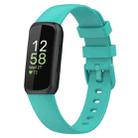 For Fitbit Inspire3 Solid Color Silicone Watch Band, Size:L Size(Teal) - 1