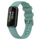 For Fitbit Inspire3 Solid Color Silicone Watch Band, Size:L Size(Pine Green) - 1