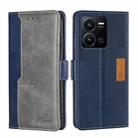 For vivo Y35 4G / Y22 / Y22s Contrast Color Side Buckle Leather Phone Case(Blue + Grey) - 1