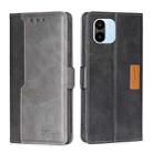 For Xiaomi Redmi A1 Contrast Color Side Buckle Leather Phone Case(Black + Grey) - 1