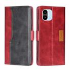 For Xiaomi Redmi A1 Contrast Color Side Buckle Leather Phone Case(Red + Black) - 1