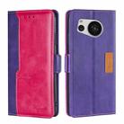 For Sharp Aquos Sense7 Contrast Color Side Buckle Leather Phone Case(Purple + Rose Red) - 1