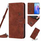 For Realme C30 4G Skin Feel Heart Pattern Leather Phone Case with Lanyard(Brown) - 1