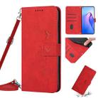 For Realme C30 4G Skin Feel Heart Pattern Leather Phone Case with Lanyard(Red) - 1