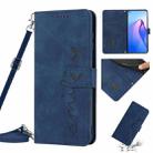 For Realme C30 4G Skin Feel Heart Pattern Leather Phone Case with Lanyard(Blue) - 1