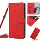 For Xiaomi Redmi A1 Skin Feel Heart Pattern Leather Phone Case with Lanyard(Red) - 1
