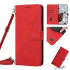 For Xiaomi Redmi Note 11T Pro 5G/Note 11T Pro+ 5G Skin Feel Heart Pattern Leather Phone Case with Lanyard(Red) - 1