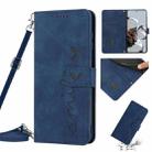 For Xiaomi Redmi Note 11T Pro 5G/Note 11T Pro+ 5G Skin Feel Heart Pattern Leather Phone Case with Lanyard(Blue) - 1