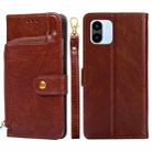 For Xiaomi Redmi A1 Zipper Bag Leather Phone Case(Brown) - 1