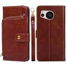 For Sharp Aquos Sense7 Zipper Bag Leather Phone Case(Brown) - 1