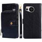 For Sharp Aquos Sense7 Zipper Bag Leather Phone Case(Black) - 1