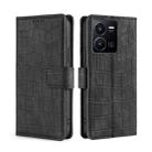 For vivo Y35 4G / Y22 / Y22s Skin Feel Crocodile Magnetic Clasp Leather Phone Case(Black) - 1