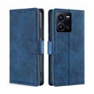 For vivo Y35 4G / Y22 / Y22s Skin Feel Crocodile Magnetic Clasp Leather Phone Case(Blue) - 1
