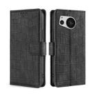 For Sharp Aquos Sense7 Skin Feel Crocodile Magnetic Clasp Leather Phone Case(Black) - 1