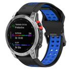 For Garmin Enduro2 / Tactix7 26mm Reverse Buckle Two-color Silicone Watch Band(Black Blue) - 1