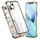 For iPhone 14 Plus 360 Full Body Magnetic Frosted Magsafe Phone Case(Gold) - 1