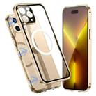 For iPhone 14 Pro 360 Full Body Magnetic Frosted Magsafe Phone Case(Gold) - 1