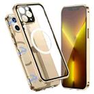 For iPhone 13 Pro 360 Full Body Magnetic Frosted Magsafe Phone Case(Gold) - 1