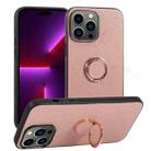 For iPhone 14 Pro Litchi Texture Magnetic Phone Case with Ring Holder(Pink) - 1