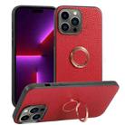 For iPhone 14 Pro Max Litchi Texture Magnetic Phone Case with Ring Holder(Red) - 1