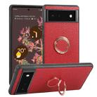 For Google Pixel 6 Litchi Texture Magnetic Phone Case with Ring Holder(Red) - 1
