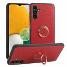 For Samsung Galaxy A13 5G Litchi Texture Magnetic Phone Case with Ring Holder(Red) - 1