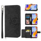 For Xiaomi Redmi Note 11 Pro Skin-feel Flowers Embossed Wallet Leather Phone Case(Black) - 1