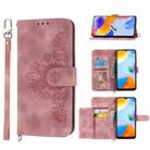 For Xiaomi Redmi Note 11 5G Skin-feel Flowers Embossed Wallet Leather Phone Case(Pink) - 1