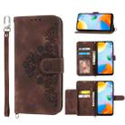 For Xiaomi Redmi 10C Skin-feel Flowers Embossed Wallet Leather Phone Case(Brown) - 1