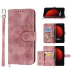 For Xiaomi 12 Ultra Skin-feel Flowers Embossed Wallet Leather Phone Case(Pink) - 1
