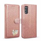 For Samsung Galaxy S20 Glitter Powder Love Leather Phone Case(Pink) - 1