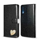 For Samsung Galaxy A70/A70S Glitter Powder Love Leather Phone Case(Black) - 1