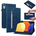 For Xiaomi Pad 5 Pro 12.4 Skin Feel Solid Color Zipper Leather Tablet Case(Blue) - 1