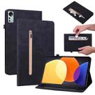 For Xiaomi Pad 5 Pro 12.4 Skin Feel Solid Color Zipper Leather Tablet Case(Black) - 1