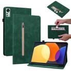 For Xiaomi Pad 5 Pro 12.4 Skin Feel Solid Color Zipper Leather Tablet Case(Green) - 1