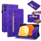 For Xiaomi Redmi Pad 5G Skin Feel Solid Color Zipper Leather Tablet Case(Purple) - 1