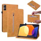 For Xiaomi Redmi Pad 5G Skin Feel Solid Color Zipper Leather Tablet Case(Yellow) - 1