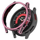 For Samsung Galaxy Watch5 Pro 45mm Hanging Sculpture Two-color Protective Watch Case with Tempered Glass Film(Pink) - 1