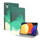 For Xiaomi Pad 5 Pro 12.4 Watercolor Pattern Flip Leather Tablet Case(Cyan Green) - 1