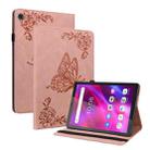 For Lenovo Tab M7 3rd Gen Butterfly Flower Embossed Leather Tablet Case(Rose Gold) - 1